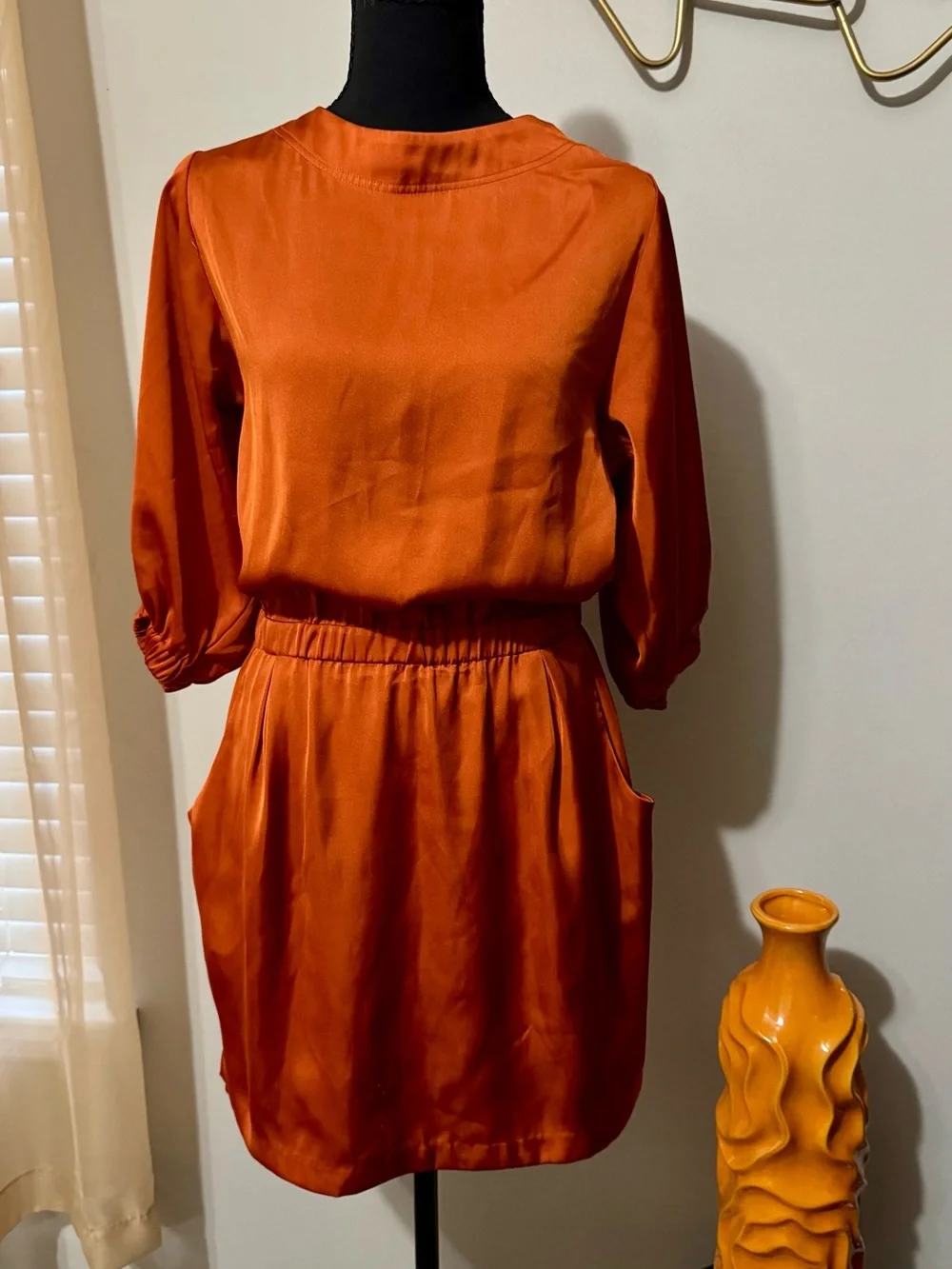 Michael Kors Burnt Orange Satin Short Dress